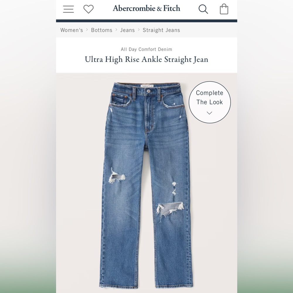 ✨Abercrombie & Fitch UHR ankle straight jeans!🔥